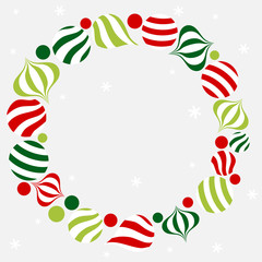 Fototapeta na wymiar Christmas ornament circle frame - colorful