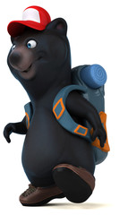 Fun 3D bear backpacker cartoon character