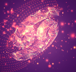 3d vector symbol, volumetric object on a pink background. layout for business and presentation