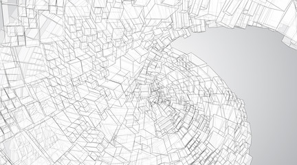 vector geometric background. abstract square shapes and bends