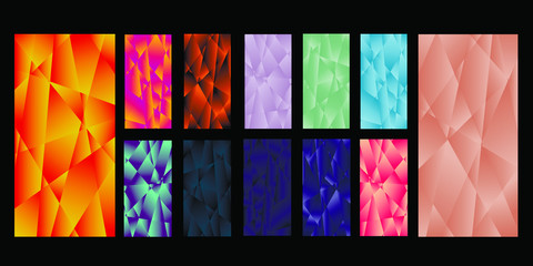 Set of colorful polygonal Vector EPS 10 illustration Gradient Background Texture. Simply geometric pattern. Template for design, banner, flyer, wallpaper, brochure, smartphone screen, mobile app. 