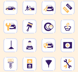 Car shop icons set