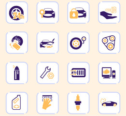Car shop icons set
