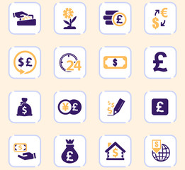 Fototapeta premium Currency exchange icons set