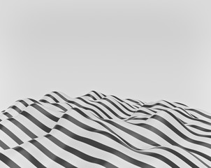Black and white abstract wave. minimal pattern. 3d rendering