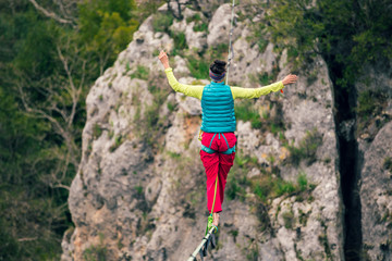 Fototapeta premium Highline in the mountains.