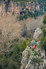 Obraz premium Highline in the mountains.