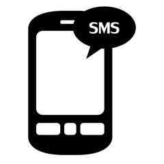 Mobile SMS sign silhouette vector illustration.Black,white.