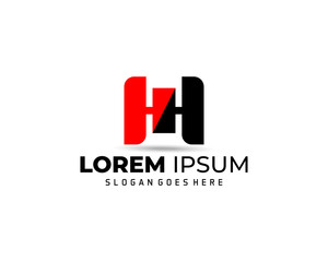 H latter HH Logo. Letter Design Vector with Red and Black Colors.