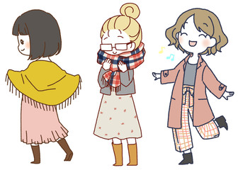 秋冬服の女の子達