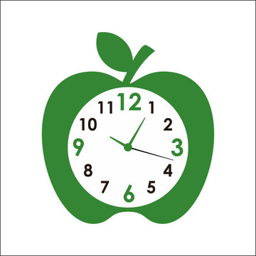 Clock Apple vector illustration design - Time circle alarm with apple designs tempalet