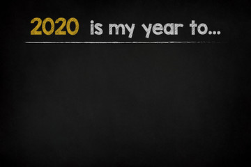 2020 new year expectations on chalkboard