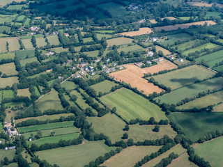 vue aérienne du bocage à La Vendelée dans la Manche en France