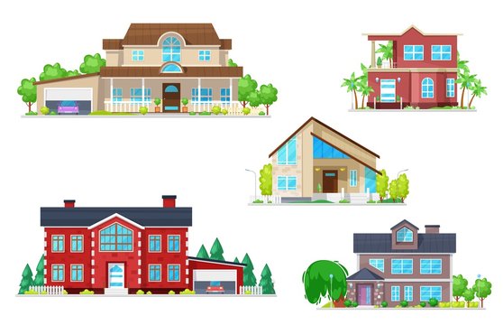 Buildings of home, house, cottage, villa, bungalow