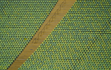 Grüne Stadion Sitze mit Treppenaufgängen