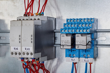 Two phase change control relays and two intermediate relays in the electrical Cabinet. Automation...