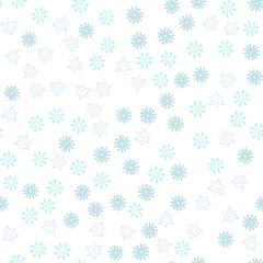 Snowflakes in different shapes and forms. Merry Christmas and New Year seamless vector pattern. Colorful background for Xmas.