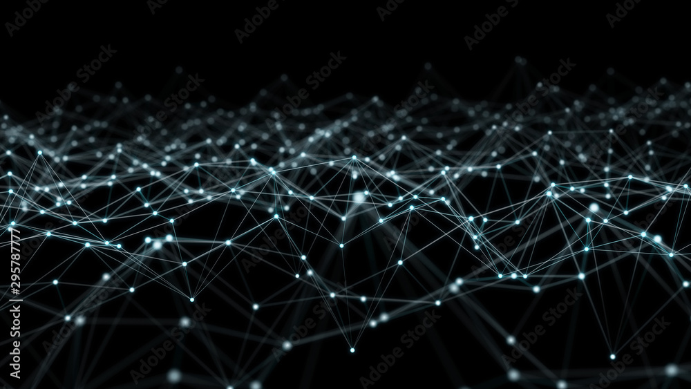 Leinwandbilder abstract connection blue background network 3d rendering