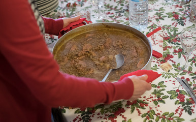 Real Italian Christmas lunch with lentils and sausage