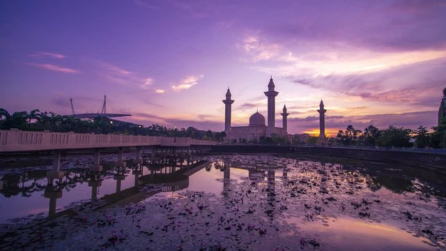 shah alam beautiful mosque sunrise timelapse