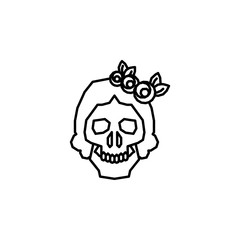 Catrina, flower, plant, hair, skull icon. Element of Dia de muertos icon