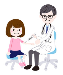 医者に注射を打ってもらう女の子