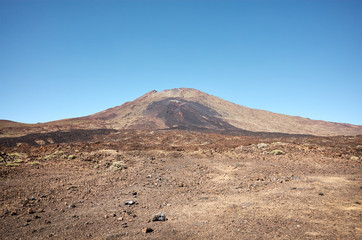 Mount Teide, volcano on Tenerife in the Canary Islands with cloudless sky, Spain.