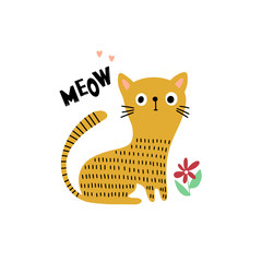 Funny cat illustration for children