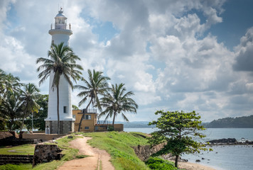 Lighthouse in old town Galle in southern Sri Lanka