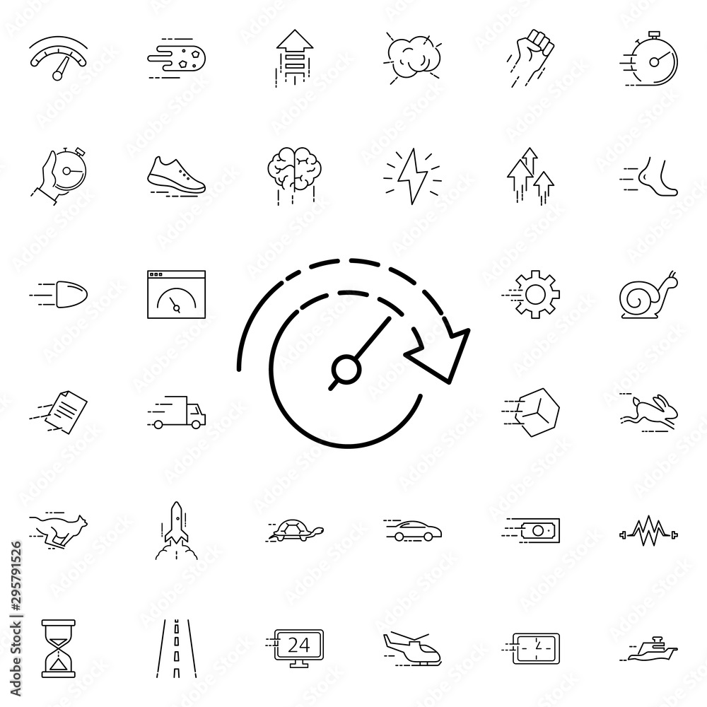 Poster the arrow in the circle of hours icon. universal set of speed for website design and development, ap