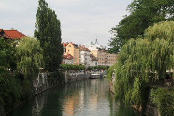 Fototapeta na wymiar Embankments in the center of Ljubljana