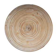 Wooden plate isolated on white background with clipping path.