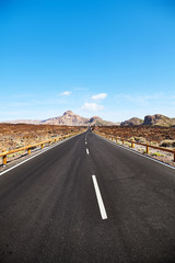 Scenic road in Teide National Park, Tenerife.