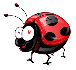 Plakat funny ladybug has big eyes illustration. emoji, cartoon character, sketch vector