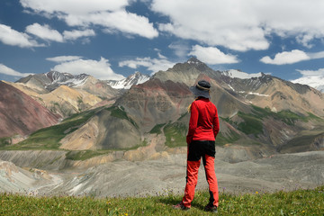 Pamir mountains, Landscapes in the Alay valley which is the trail for the peak the second largest...