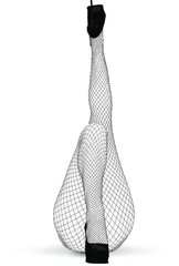 slender female legs in mesh tights and high-heeled shoes. the color of the background, tights and shoes easy to change