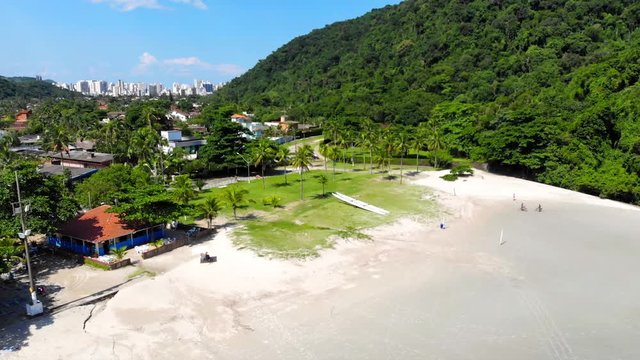 Top Aerial View Of Hill And Beach In Guaraju - Moving Down 