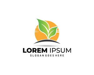 Green leaf logo Vector illustration