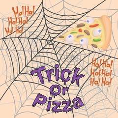 Halloween trick or pizza, creative graphic for halloween idea