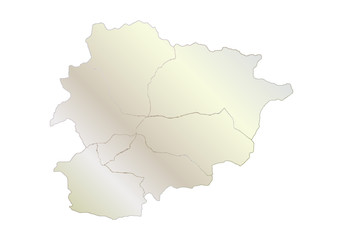 Mapa gris de Andorra sobre fondo blanco.