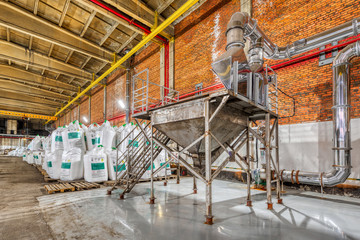 Large industrial warehouse of chemicals.