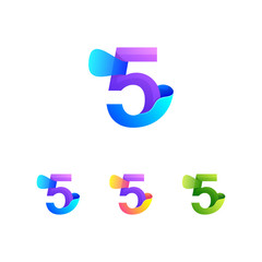 Colorful abstract number five design vector