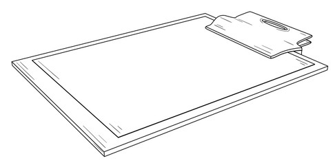 Writing pad with metal clip and blank paper.