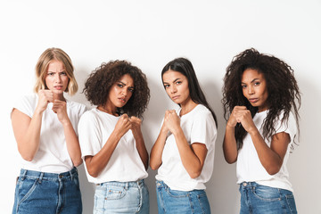 Fototapeta premium Friends posing isolated standing in boxing pose.