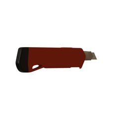 Red paper knife isolated on white background. 3D rendering of excellent quality in high resolution. It can be enlarged and used as a background or texture.