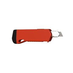 Red paper knife isolated on white background. 3D rendering of excellent quality in high resolution. It can be enlarged and used as a background or texture.
