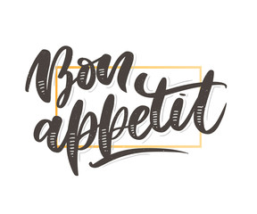 Obraz premium Bon appetit hand drawn lettering. Vector illustration