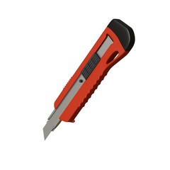 Red paper knife isolated on white background. 3D rendering of excellent quality in high resolution. It can be enlarged and used as a background or texture.