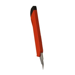 Red paper knife isolated on white background. 3D rendering of excellent quality in high resolution. It can be enlarged and used as a background or texture.