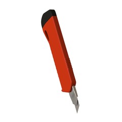 Red paper knife isolated on white background. 3D rendering of excellent quality in high resolution. It can be enlarged and used as a background or texture.